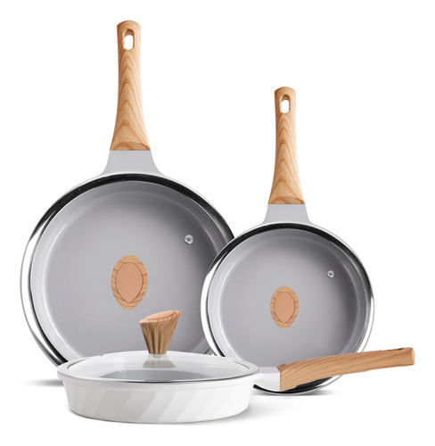 Juego De 6 Sartenes Antiadherente De Ceramica With Lid