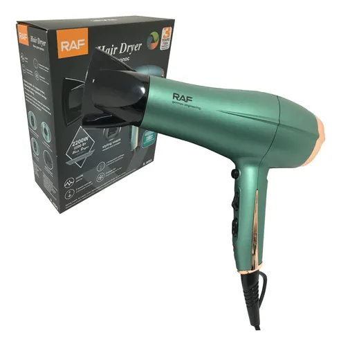 Secador De Pelo Eléctrico Con Boquilla De Peinado Color Verde 2 Velocidades 3 Temperaturas Y Funcion Aire Frío - 2200w - 220v - R.409