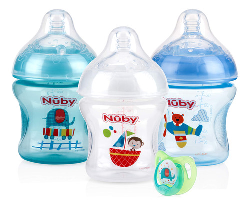 Nuby Natural Touch - Paquete De 3 Botellas Con Pezón De Fl.