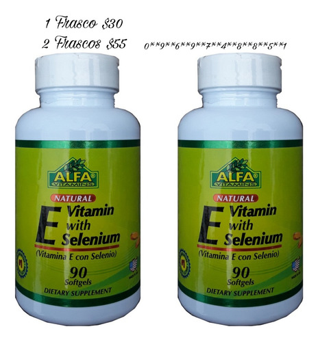 Vitamina E + Selenio Americano Promocion 2 Frascos