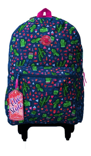 Imagem 1 de 5 de Mochila Juvenil Escolar De Rodinhas Clio Style Mf2016 Cactos
