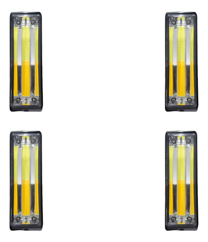 4 Led Codigo De Patrulla 12.5x4cm Amarillo Y Blanco