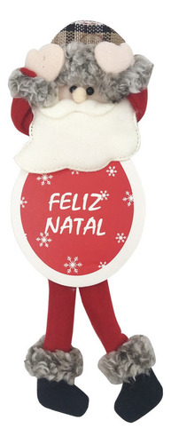 Placa Natalina Feliz Natal Com Papai Noel Cor Vermelho