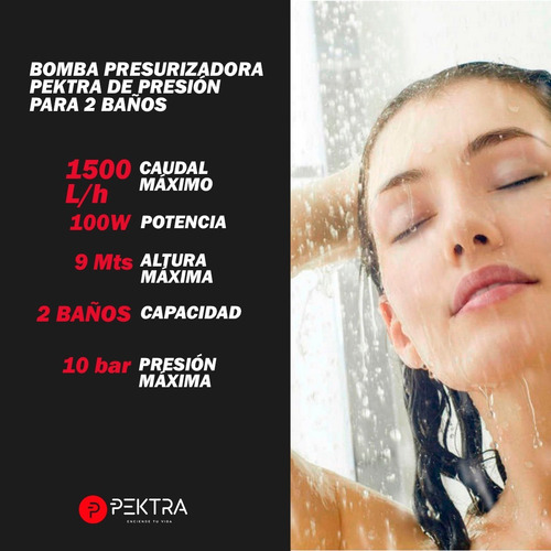 Imagen 2 de 7 de Bomba Presurizadora Pektra Elevadora Presion 2 Baños Duchas