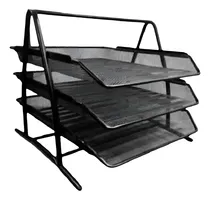 Comprar Bandeja Metalica 3 Pisos Oficina Papeleria Negra Malla Metal
