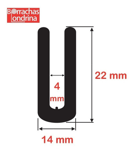 Perfil Borracha Acabamento Debrum Tipo U - 22 Mm - 20 Metros