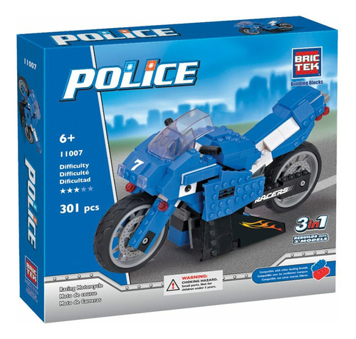 Bloques Construir Juguete Police Racing Motorcycle 3 In 1