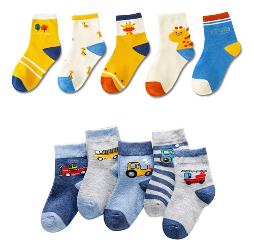Calcetines Algodón 10 Pares Niño Dibujos Animados