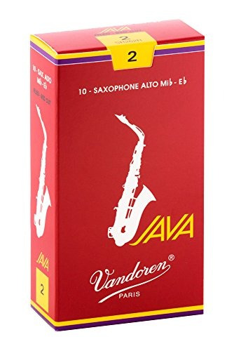 Caja De 10 Cañas Vandoren Para Saxofón Alto Java Red