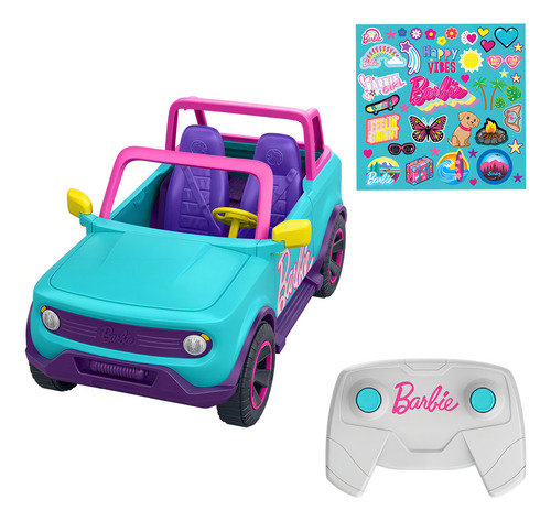 Camioneta De Juguete Hot Wheels Barbie Rc Suv Y Calcomanías