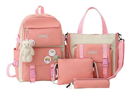 Bolso Lona Adolescentes Conjunto Bolso Escolar Bolsa De Oso