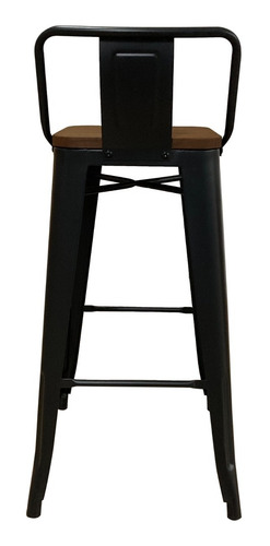 Imagen 5 de 7 de Banqueta Tolix Con Respaldo Y Madera Negra Mate X2 C/envio