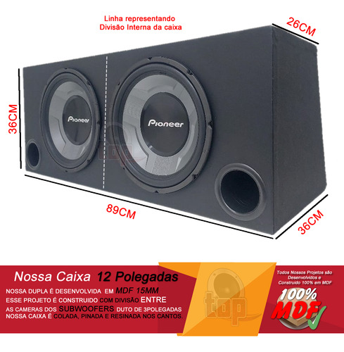Caixa 02 Subwoofer Pioneer 12 Pol Ts-w3060br 350 + 350 Wrms