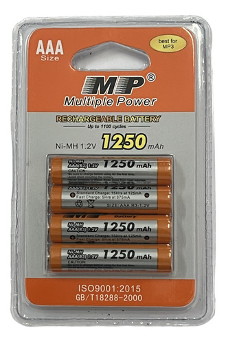 Pilas Recargables Aaa 1.2v Pack X4 1250 Mah Reales Mp Ni-mh