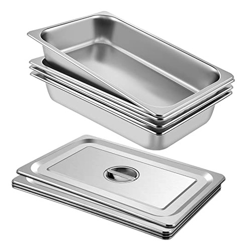 4 Pack Hotel Pan 3.7  Deep Steam Table Pan Full Size Wi...