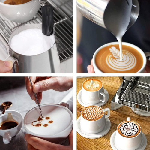 Barista Pitcher Jarra Leche Arte Latte Velas Set X3 Plateado