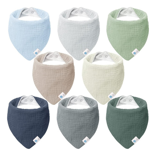 Set De 8pcs Para Niño Y Niña Baberos De Algodón Impermeable 8pcs Multicolor