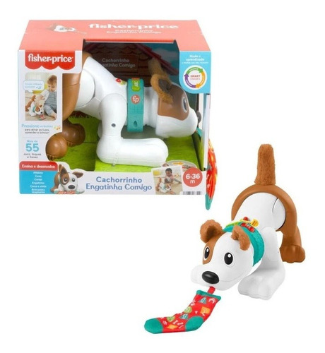 Brinquedo Para Bebe Som Luz Cachorrinho Engatinha Fisher