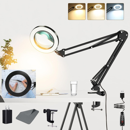 Lámpara De Lupa 10x, Brazo Oscilante Ajustable 72 Leds Luz D