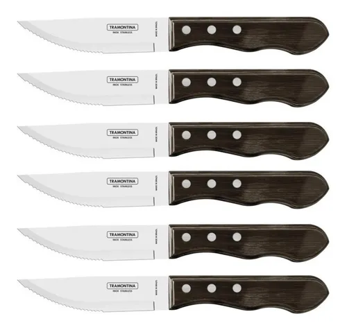 Cuchillo Jumbo Tramontina Roble Asado Polywood 5'' Pack X6 U Color Roble Jumbo