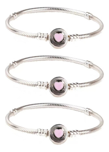 3 Pcs Pulsera Original Plata Incluye Estuche Y Bolsa B