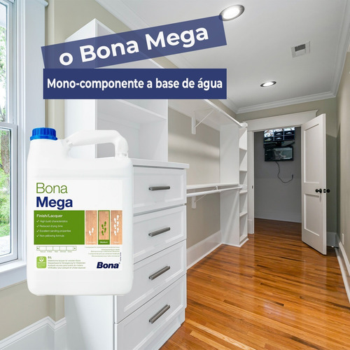 Bona Mega Acetinado Vernize Base D'agua Madeira Taco 5l