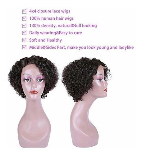Pelucas De Encaje Con Corte Pixie De Cabello Humano Corto Y