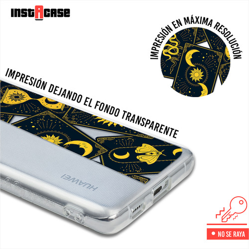 Funda Para Huawei Cartas Tarot Personalizada Con Tu Inicial