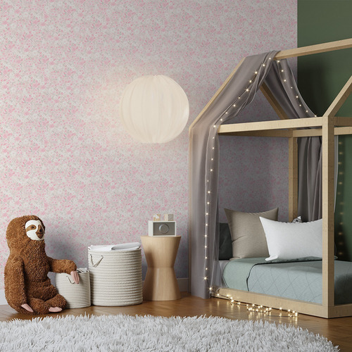 Imagem 2 de 6 de Papel De Parede Flores Infantil Rosa 9,5mx52cm Begônia