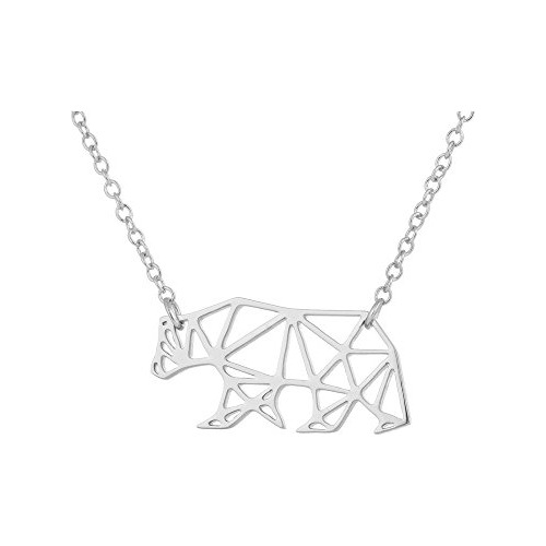 Joyería Geométrica Origami Del Oso Polar Colgante Collar Ani