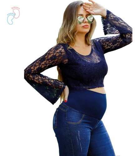 Imagem 3 de 7 de Calça Jeans Gestante Gravida Skinny Slim Com Lycra P Ao Gg