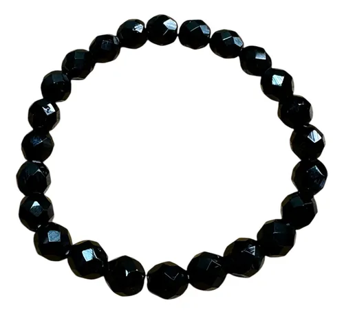Pulsera Azabache Negro Facetado 8mm Protección Amuleto Negro 6 Cm 19 Cm