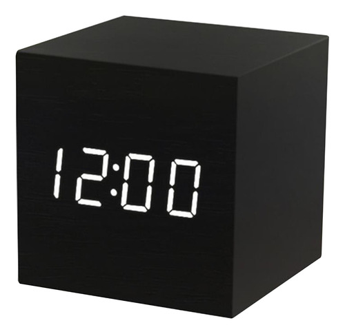 Led Madera Digital Alarma Con Día Fecha Temperatura Humedad