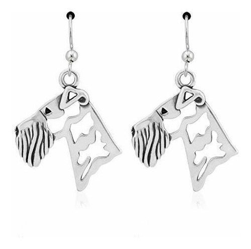 Aretes Anzuelo - Pendientes Airedale Terrier De Plata De Ley