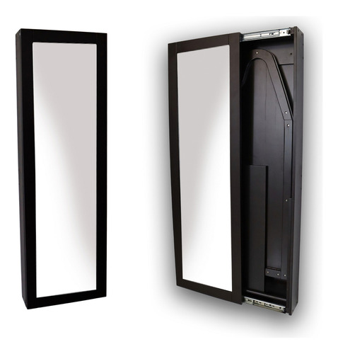 Burro De Planchado Plegable Con Espejo Mueble Compact Yunuen Compact Chocolate