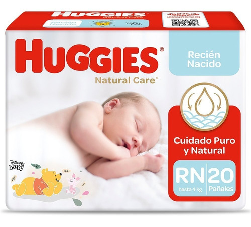 Pañal Huggies Natural Care Recien Nacido 20 Unidades