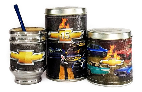 Imagen 2 de 5 de Equipo De Mate Sin Termo Chevrolet Cuero Kit Set Matero