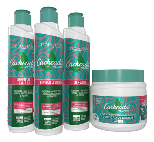 Kit Cacheada Tróia Hair Cachos 100% Definidos 4x500ml