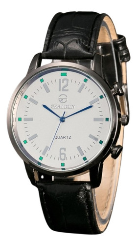 Reloj Casual Cuarzo Marca Geridun Modelo C81 Blanco/negro