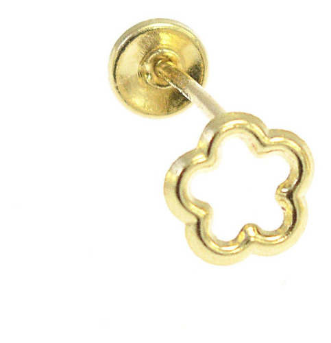 Broquel, Piercing Silueta Flor Oro 10k Ideal Para Regalar