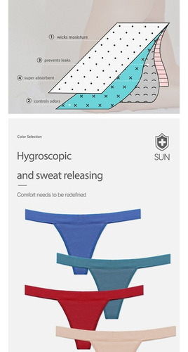 5 Pcs-bragas Menstruales Tipo Tanga De 4 Capas Para Mujer