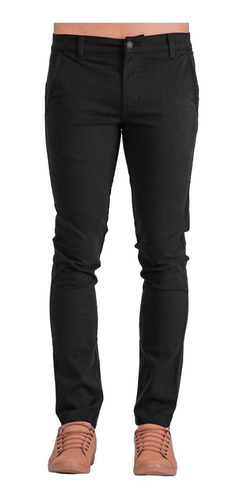 Pantalón Oggi Jeans Hombre Negro Gabardina Stretch