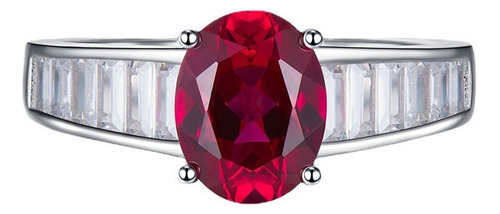 Nuevo Anillo Rojo Sangre De Paloma Ovalado De Plata S925