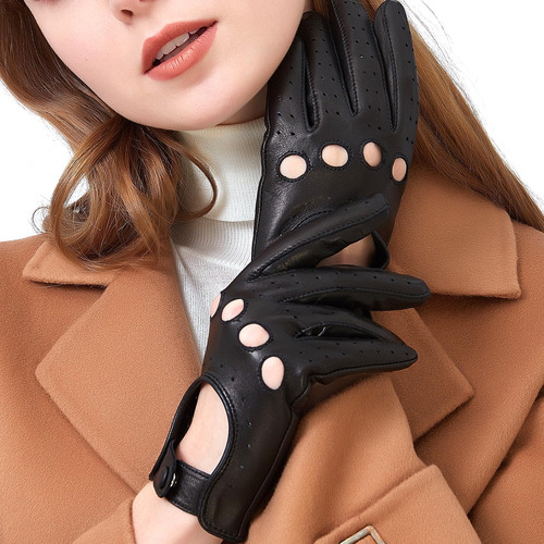 Zluxurq Guantes De Conducir De Cuero Negro Con Pantalla Táct