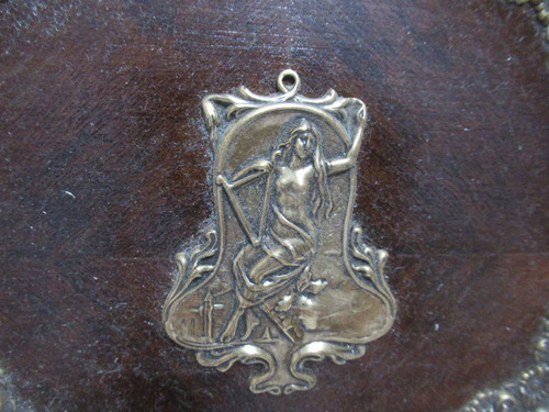 Antiguo Alhajero Caja Madera Marquetería Musa Art Nouveau (Usado)