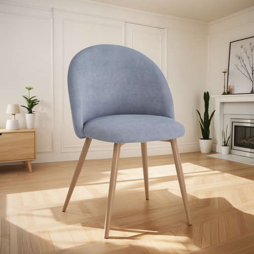Silla Comedor Niza Tulip En Pana Nórdica X 4 Unidades Pana Símil Madera Gris