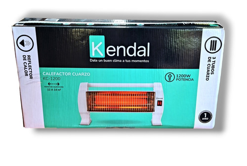 Estufa Calefactor Cuarzo Kendal 2 Niveles 3 Tubos 1200w 14m2