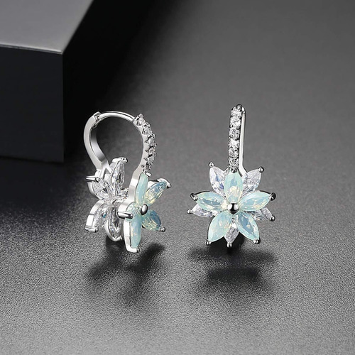 1 Par Aretes De Orquídea Con Circonita Cúbica Para Mujer
