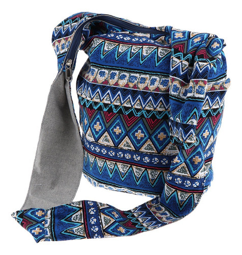 Bohemian Sling Bandolera Bandolera Hippie Gypsy Zip En La Color Azul Diseño De La Tela As Described