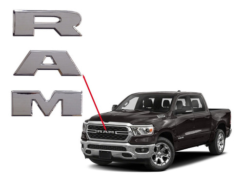 Logo Emblema Letras Cromadas Máscara Dodge Ram 2019